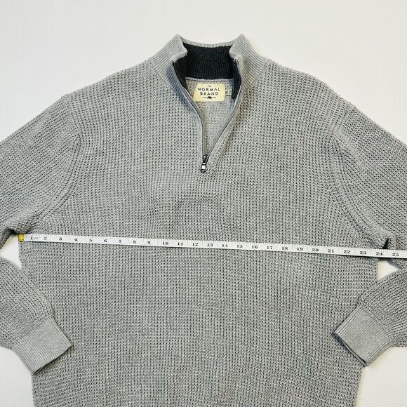 The Normal Brand 1/4 Zip Waffle Knit Zip Pullover Sweater Gray Mens Size 2XL - Picture 9 of 11